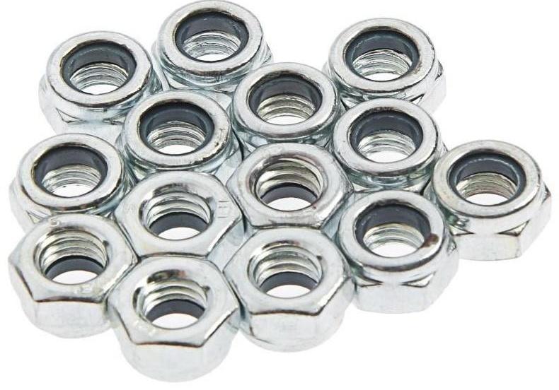 Гайка DIN985 М6, самоконтрящаяся, белый цинк, в упаковке 14 шт.