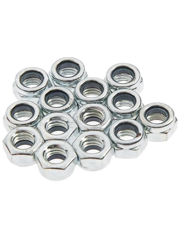 Гайка DIN985 М6, самоконтрящаяся, белый цинк, в упаковке 14 шт.