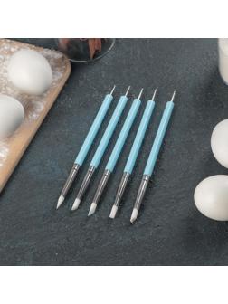 Набор кондитерских кисточек для декорирования «Бирюза», 5 шт