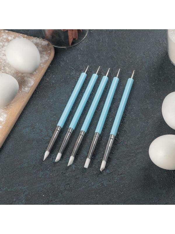 Набор кондитерских кисточек для декорирования «Бирюза», 5 шт