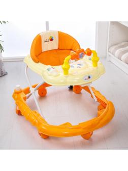 Ходунки «Весёлые друзья», 6 больш. колес, муз. игрушки, оранжевый