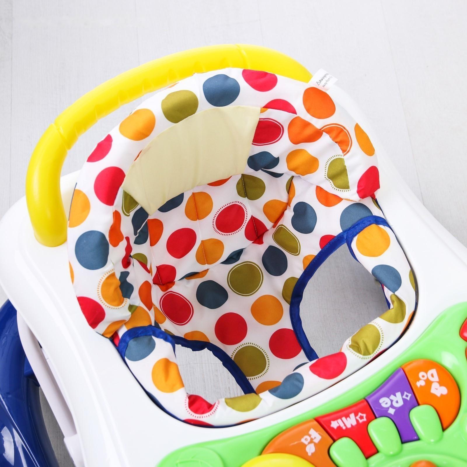 Ходунки «Пальма», 7 силик. колес, муз., игрушки, синий/белый, муз.панель цвет МИКС