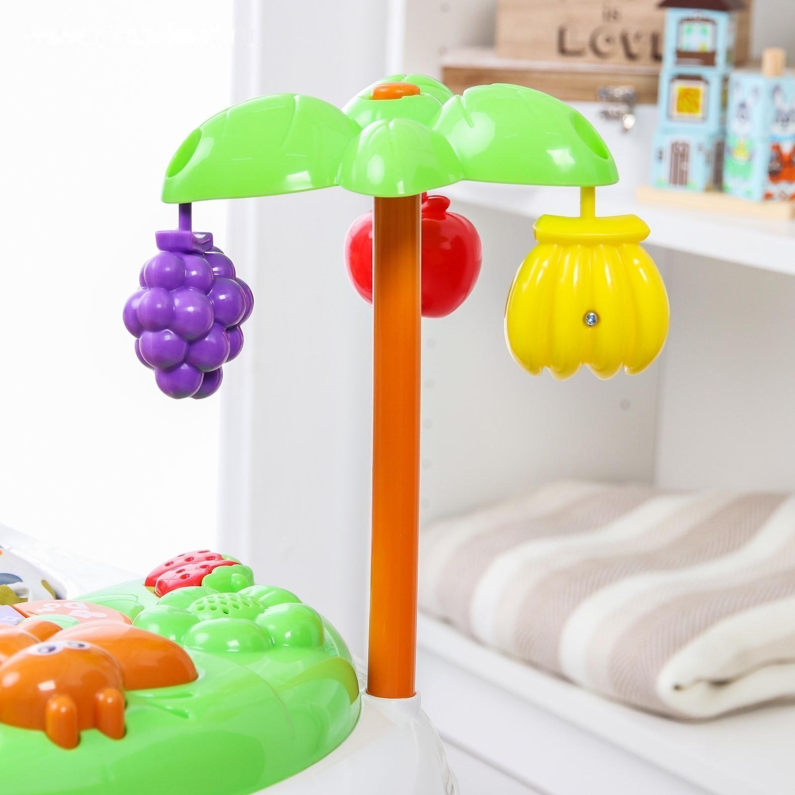 Ходунки «Пальма», 7 силик. колес, муз., игрушки, синий/белый, муз.панель цвет МИКС