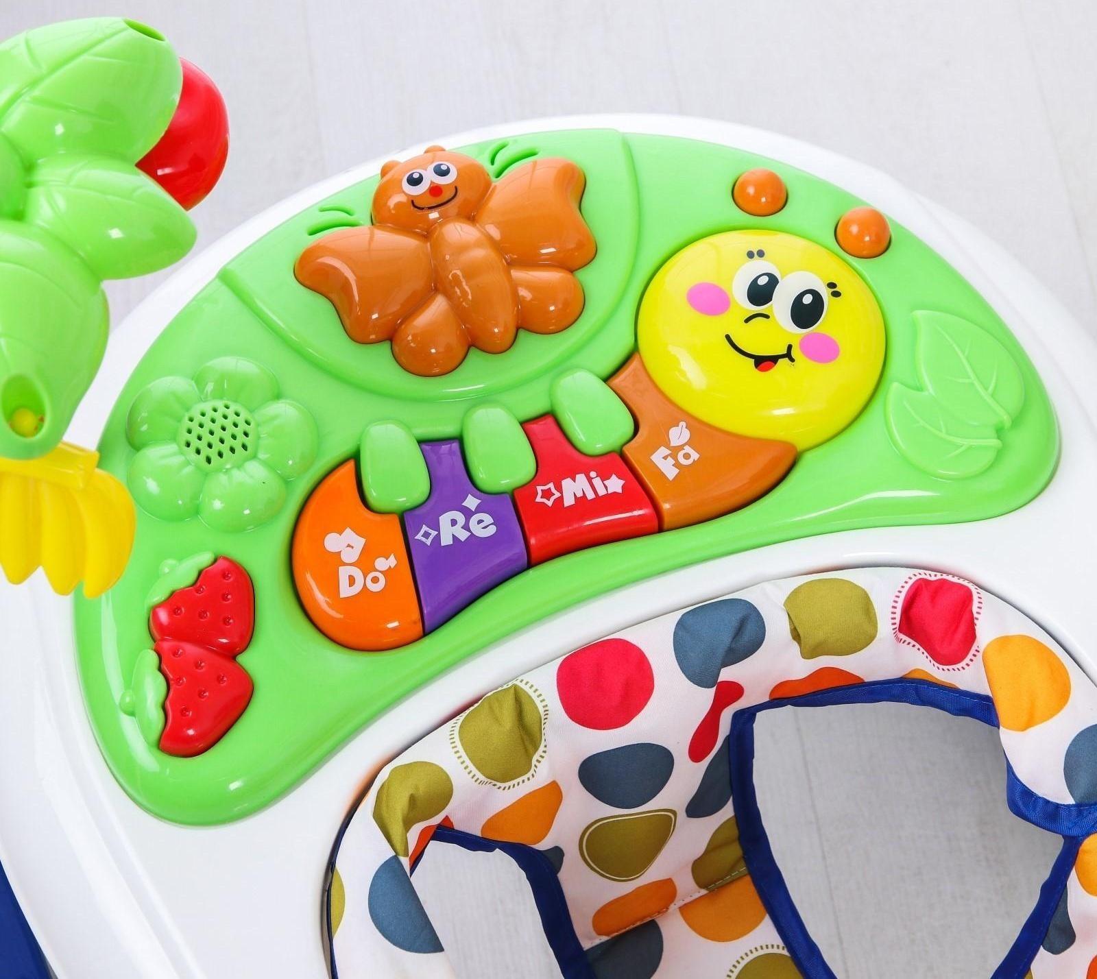 Ходунки «Пальма», 7 силик. колес, муз., игрушки, синий/белый, муз.панель цвет МИКС