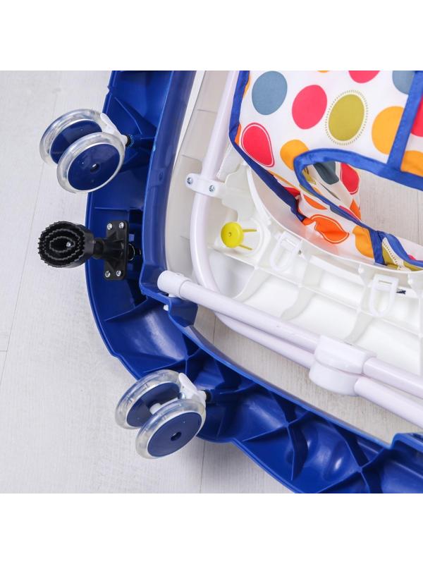 Ходунки «Пальма», 7 силик. колес, муз., игрушки, синий/белый, муз.панель цвет МИКС