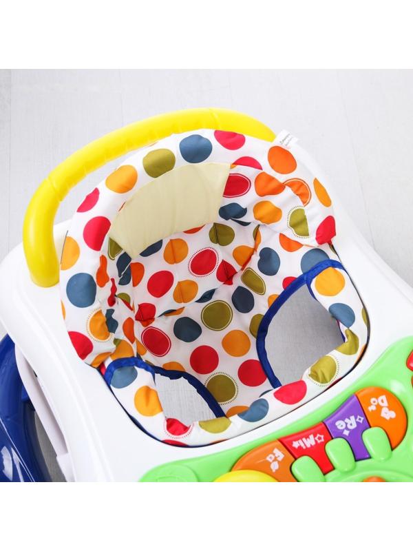 Ходунки «Пальма», 7 силик. колес, муз., игрушки, синий/белый, муз.панель цвет МИКС