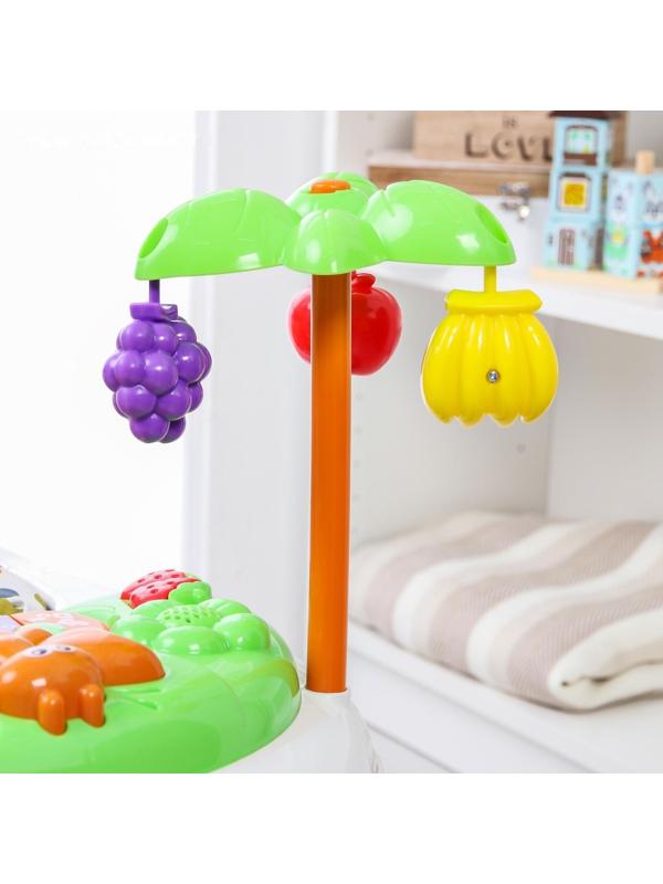 Ходунки «Пальма», 7 силик. колес, муз., игрушки, синий/белый, муз.панель цвет МИКС