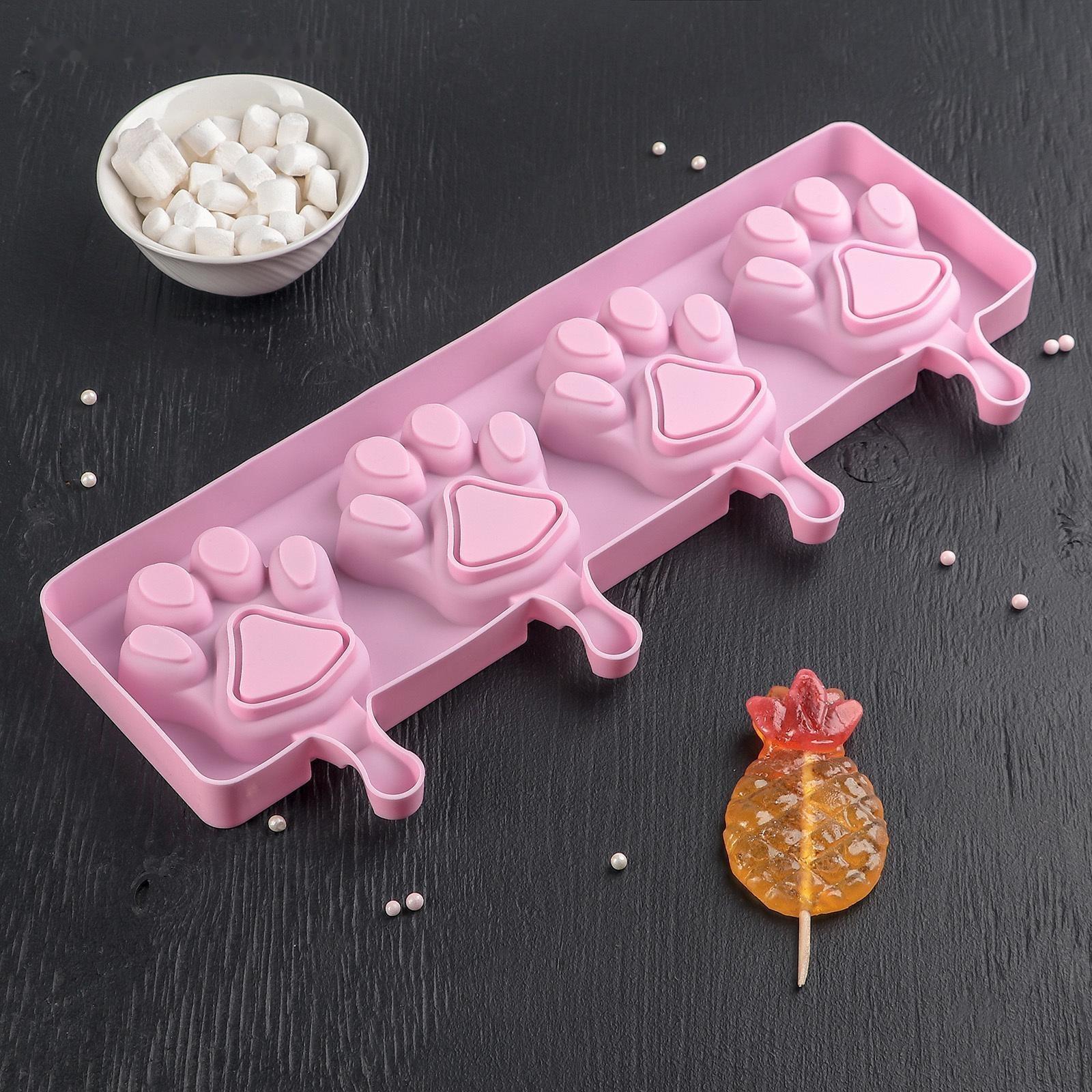 Форма для мороженого «Лапки», 26×14 см, 4 ячейки (8,5×8,5 см), цвет МИКС