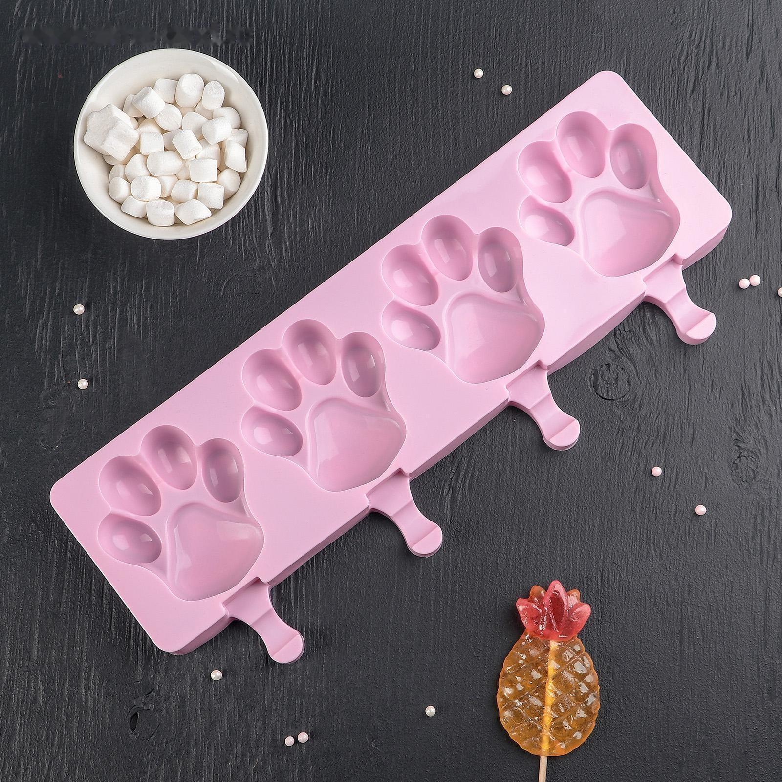 Форма для мороженого «Лапки», 26×14 см, 4 ячейки (8,5×8,5 см), цвет МИКС