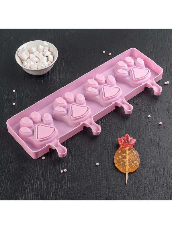 Форма для мороженого «Лапки», 26×14 см, 4 ячейки (8,5×8,5 см), цвет МИКС