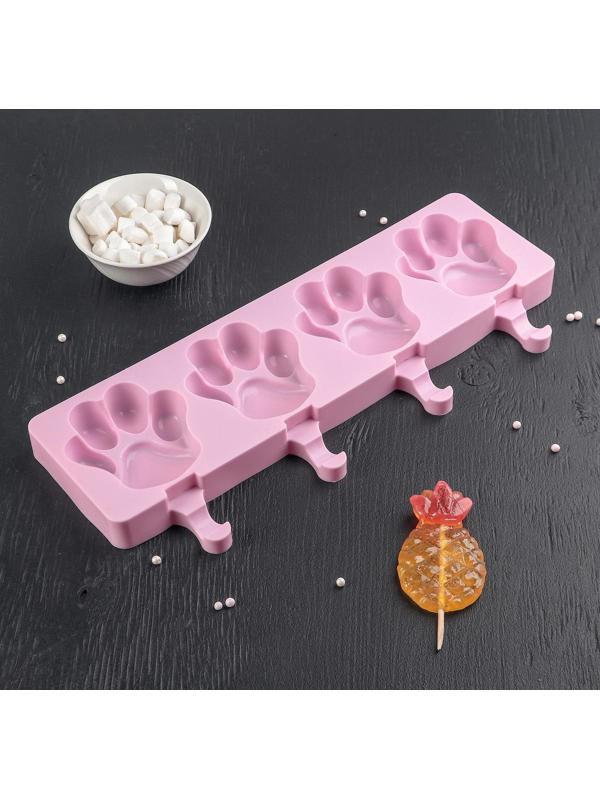 Форма для мороженого «Лапки», 26×14 см, 4 ячейки (8,5×8,5 см), цвет МИКС