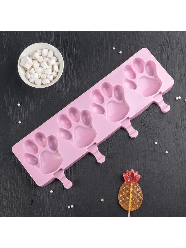 Форма для мороженого «Лапки», 26×14 см, 4 ячейки (8,5×8,5 см), цвет МИКС