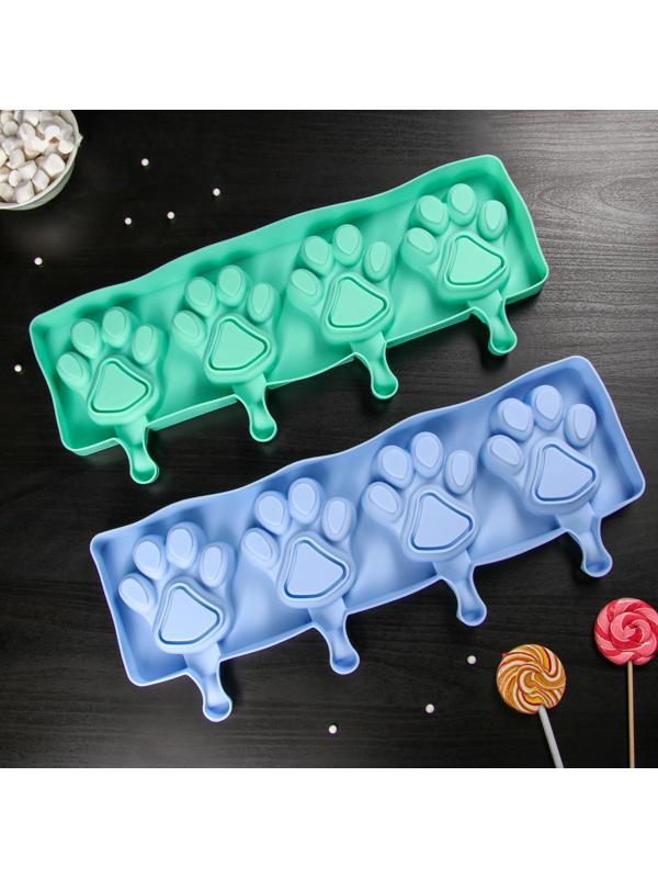 Форма для мороженого «Лапки», 26×14 см, 4 ячейки (8,5×8,5 см), цвет МИКС