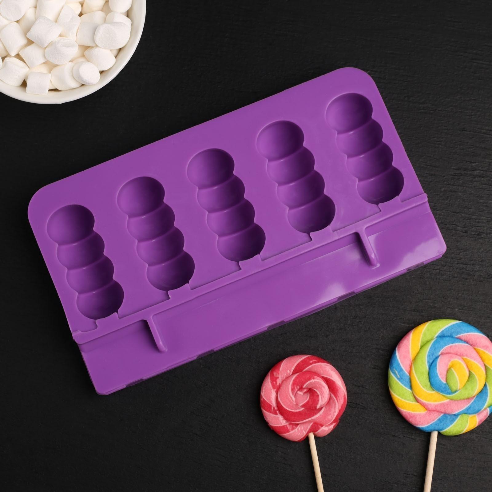 Форма для леденцов «Батончик», 19×11×2 см, 5 ячеек (6×2,6 см), цвет МИКС