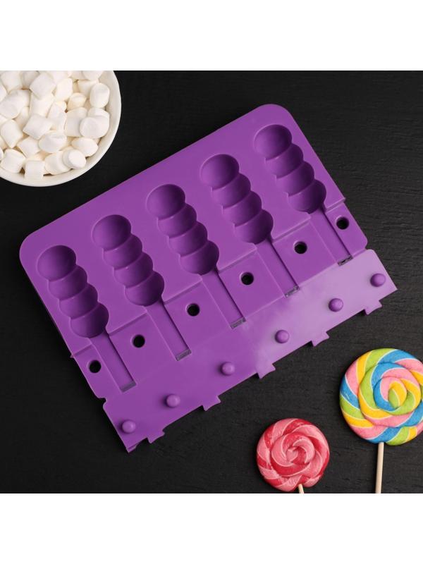 Форма для леденцов «Батончик», 19×11×2 см, 5 ячеек (6×2,6 см), цвет МИКС