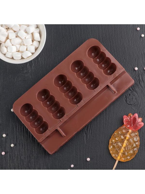 Форма для леденцов «Батончик», 19×11×2 см, 5 ячеек (6×2,6 см), цвет МИКС