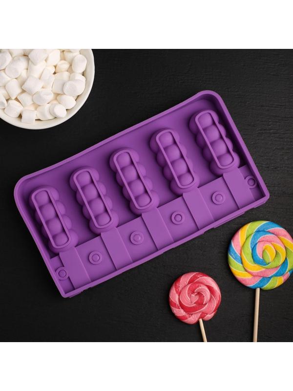 Форма для леденцов «Батончик», 19×11×2 см, 5 ячеек (6×2,6 см), цвет МИКС