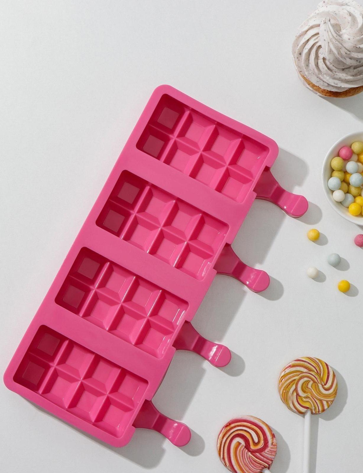 Форма для мороженого «Вафельный рожок», 25,6×14,5 см, 4 ячейки (9,2×4,8 см), цвет МИКС