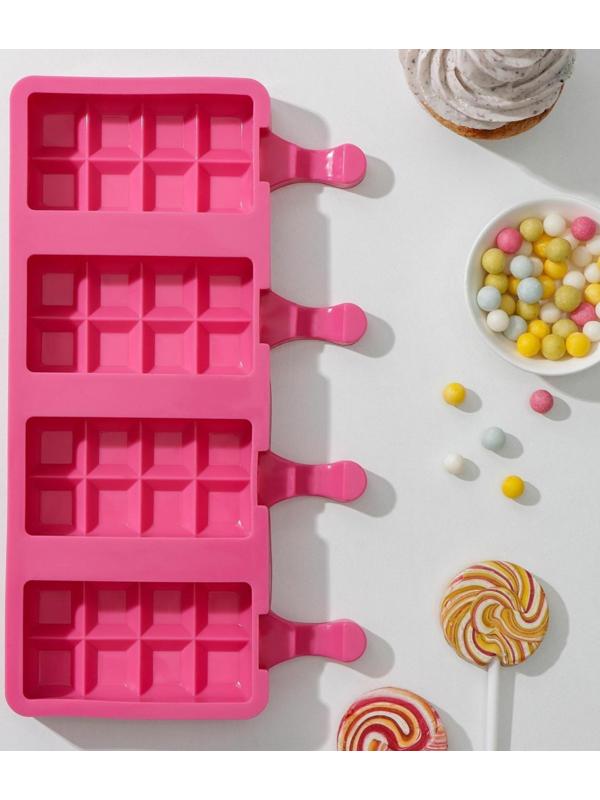 Форма для мороженого «Вафельный рожок», 25,6×14,5 см, 4 ячейки (9,2×4,8 см), цвет МИКС