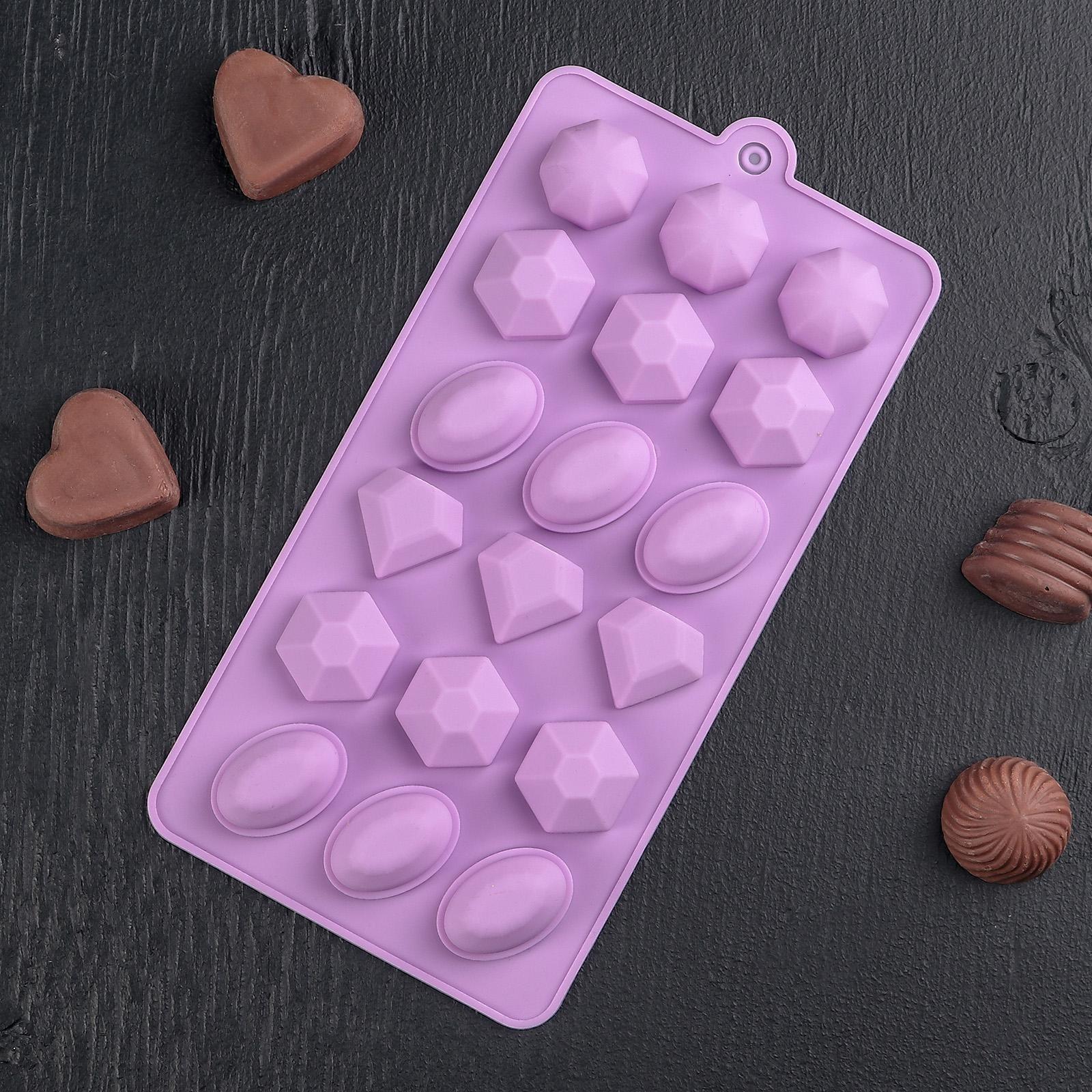 Форма для льда и кондитерских украшений Доляна «Огранка», 22×11 см, силикон, 18 ячеек, цвет МИКС