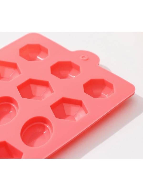 Форма для льда и кондитерских украшений Доляна «Огранка», 22×11 см, силикон, 18 ячеек, цвет МИКС