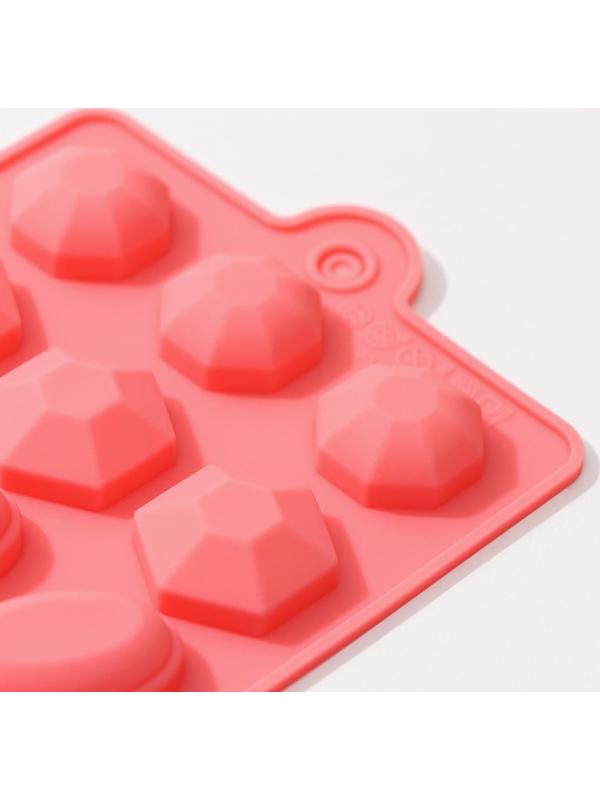 Форма для льда и кондитерских украшений Доляна «Огранка», 22×11 см, силикон, 18 ячеек, цвет МИКС