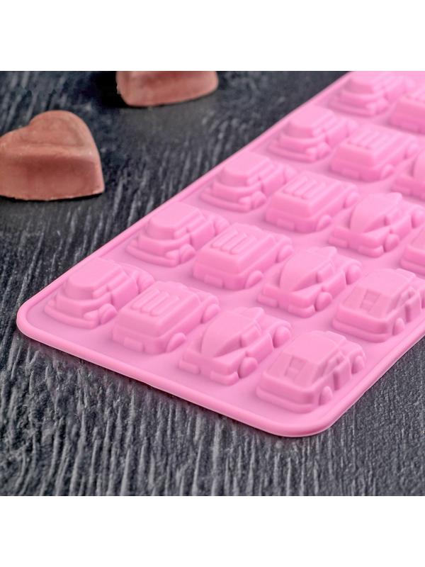 Форма для льда и кондитерских украшений Доляна «Автомобили», 22×10×1,8 см, силикон, 20 ячеек, цвет МИКС