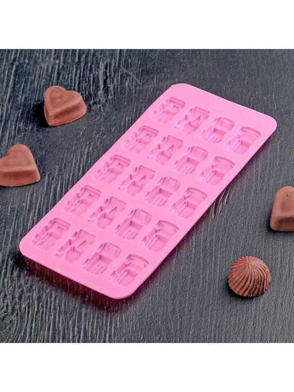 Форма для льда и кондитерских украшений Доляна «Автомобили», 22×10×1,8 см, силикон, 20 ячеек, цвет МИКС