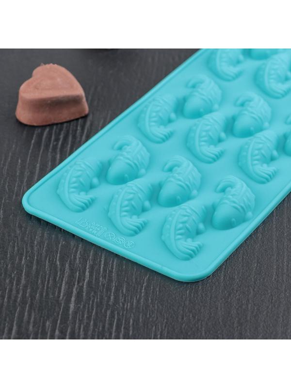 Форма для льда и кондитерских украшений Доляна «Золотая рыбка», 22×10×1,8 см, силикон, 18 ячеек, цвет МИКС