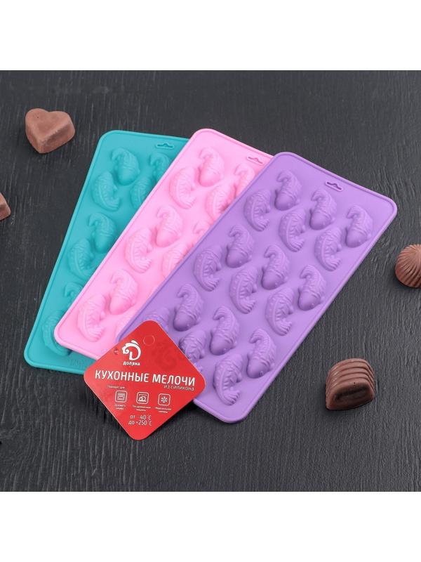 Форма для льда и кондитерских украшений Доляна «Золотая рыбка», 22×10×1,8 см, силикон, 18 ячеек, цвет МИКС