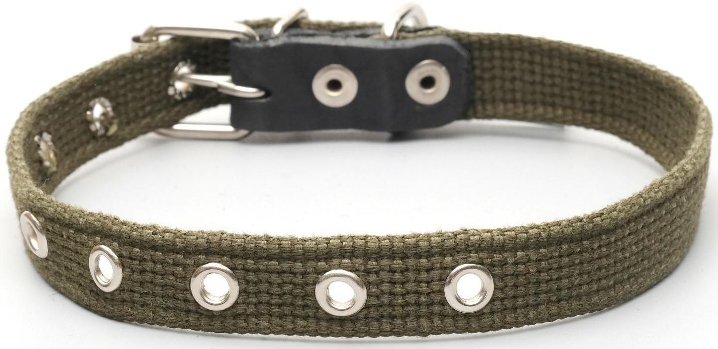 Ошейник брезентовый безразмерный однослойный, 52 х 2 см, ОШ 23-46 см, хаки