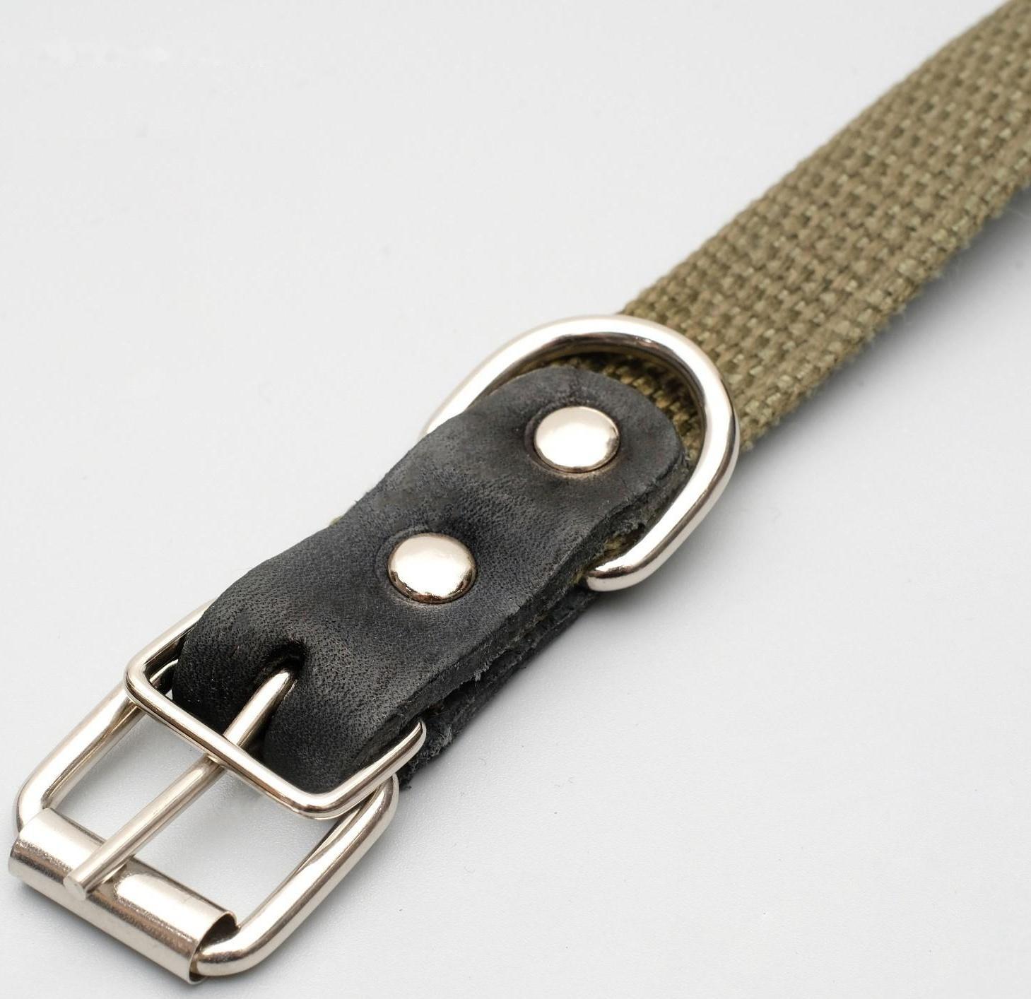 Ошейник брезентовый безразмерный однослойный, 52 х 2 см, ОШ 23-46 см, хаки