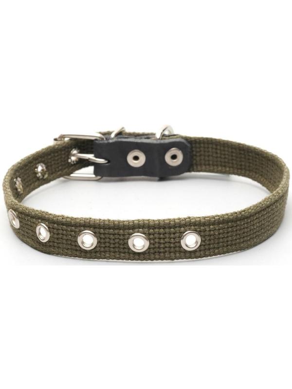 Ошейник брезентовый безразмерный однослойный, 52 х 2 см, ОШ 23-46 см, хаки
