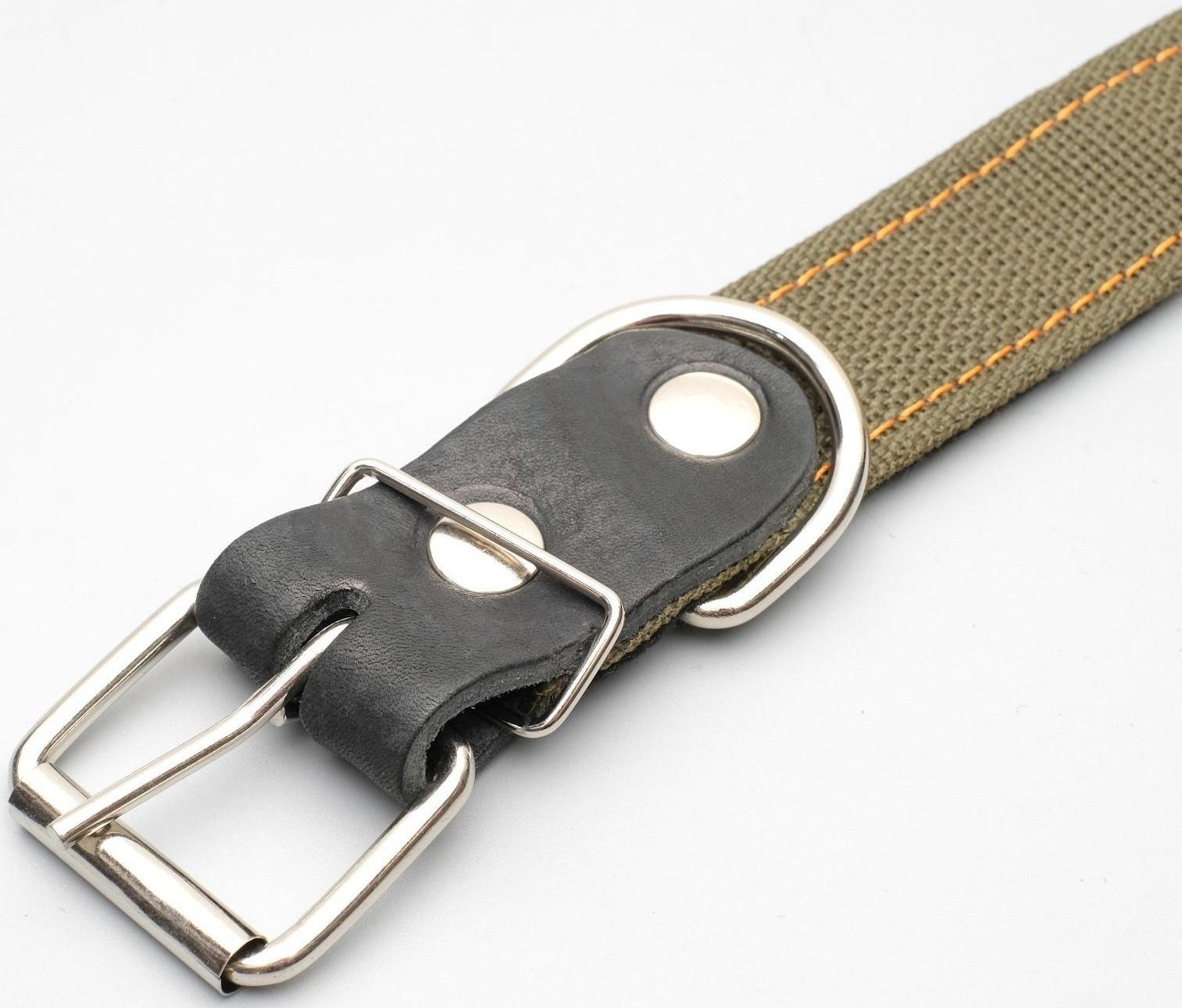 Ошейник брезентовый с подкладом, 72 х 3,5 см, ОШ 45-60 см, хаки