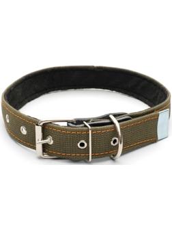 Ошейник брезентовый с подкладом, 72 х 3,5 см, ОШ 45-60 см, хаки