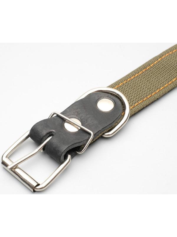 Ошейник брезентовый с подкладом, 72 х 3,5 см, ОШ 45-60 см, хаки