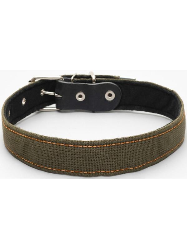 Ошейник брезентовый с подкладом, 72 х 3,5 см, ОШ 45-60 см, хаки