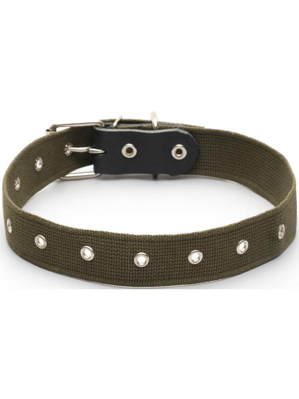 Ошейник брезентовый безразмерный однослойный, 72 х 3,5 см, ОШ 45-60 см, хаки