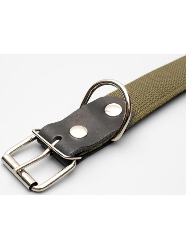 Ошейник брезентовый безразмерный однослойный, 72 х 3,5 см, ОШ 45-60 см, хаки