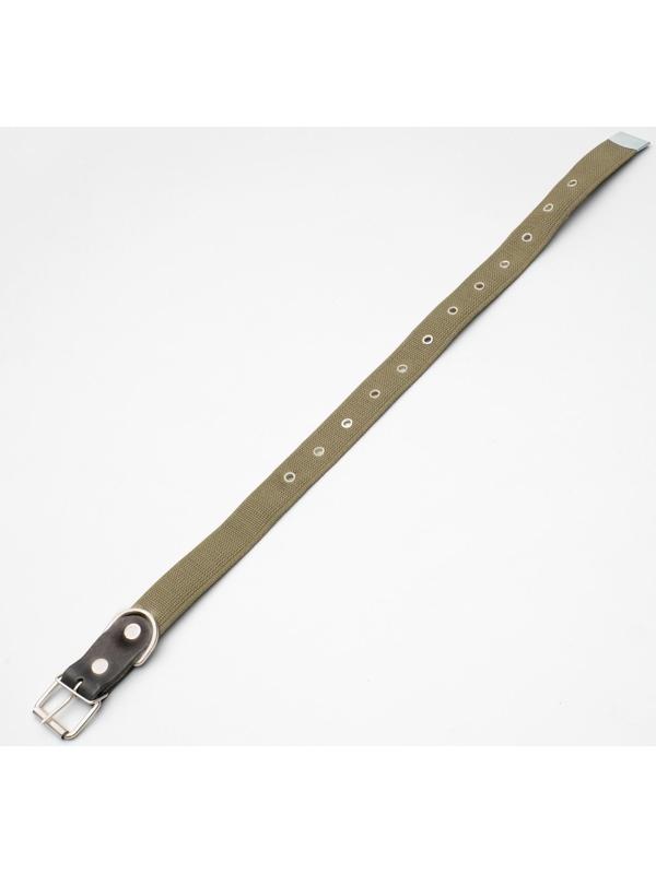 Ошейник брезентовый безразмерный однослойный, 72 х 3,5 см, ОШ 45-60 см, хаки