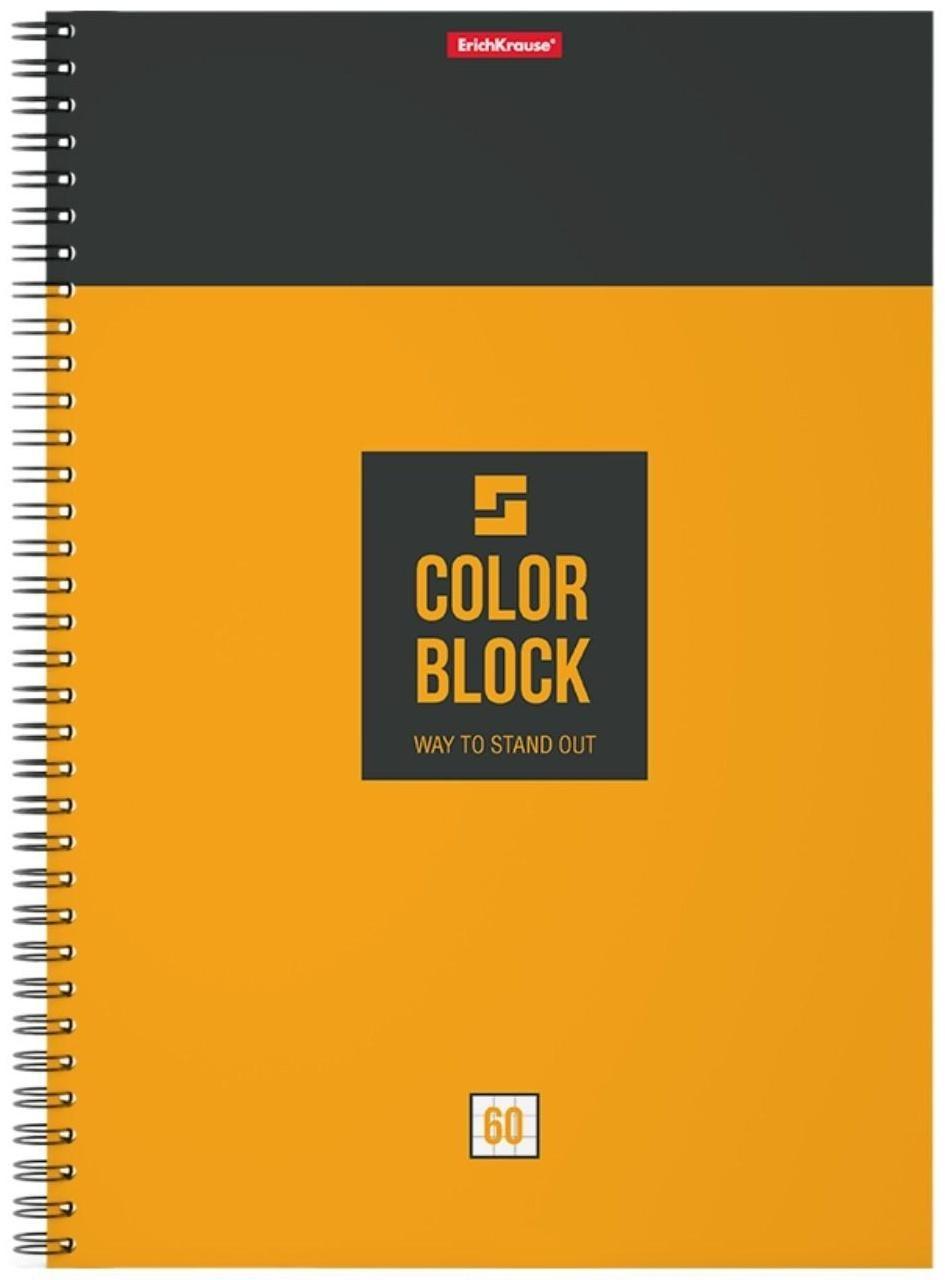 Тетрадь А4, 60 листов в клетку на гребне ErichKrause Color Block, обложка мелованный картон / Микс 1 шт.