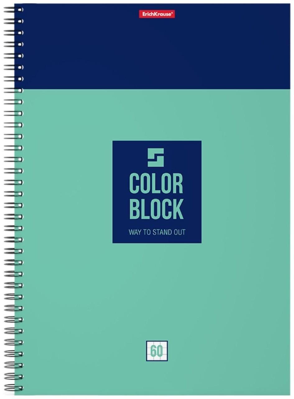 Тетрадь А4, 60 листов в клетку на гребне ErichKrause Color Block, обложка мелованный картон / Микс 1 шт.