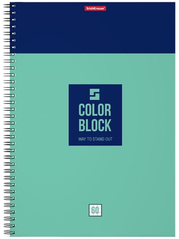 Тетрадь А4, 60 листов в клетку на гребне ErichKrause Color Block, обложка мелованный картон / Микс 1 шт.