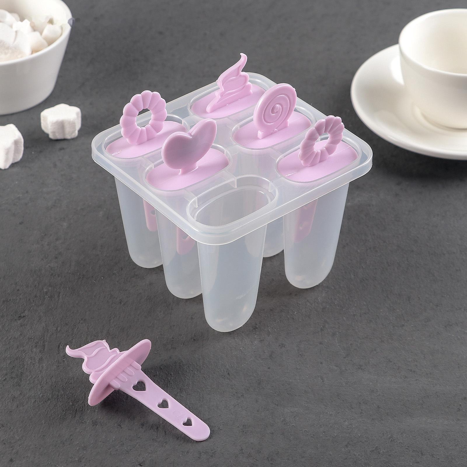 Форма для мороженого 12,5×11 см «Фигурки», 6 ячеек, цвет МИКС