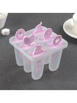 Форма для мороженого 12,5×11 см «Фигурки», 6 ячеек, цвет МИКС