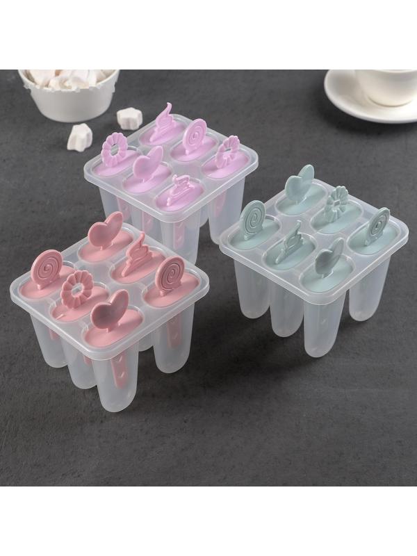 Форма для мороженого 12,5×11 см «Фигурки», 6 ячеек, цвет МИКС