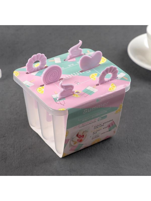 Форма для мороженого 12,5×11 см «Фигурки», 6 ячеек, цвет МИКС