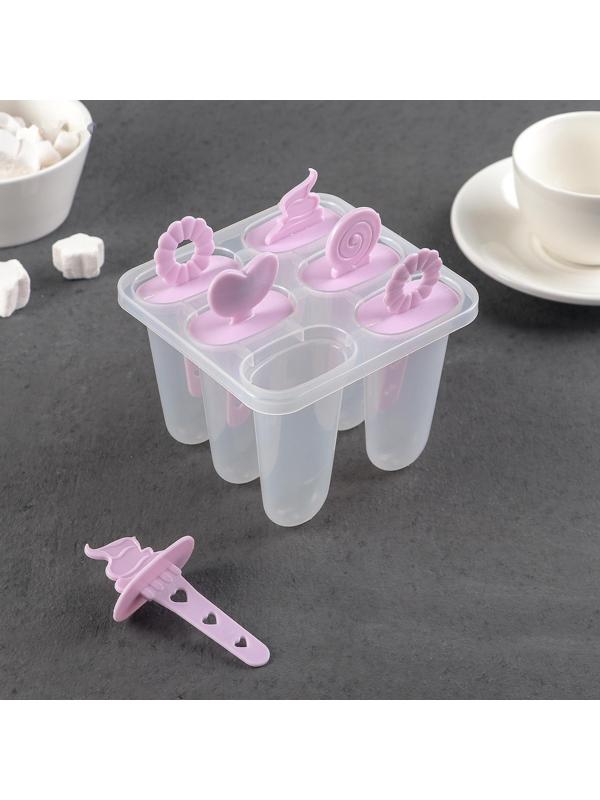 Форма для мороженого 12,5×11 см «Фигурки», 6 ячеек, цвет МИКС