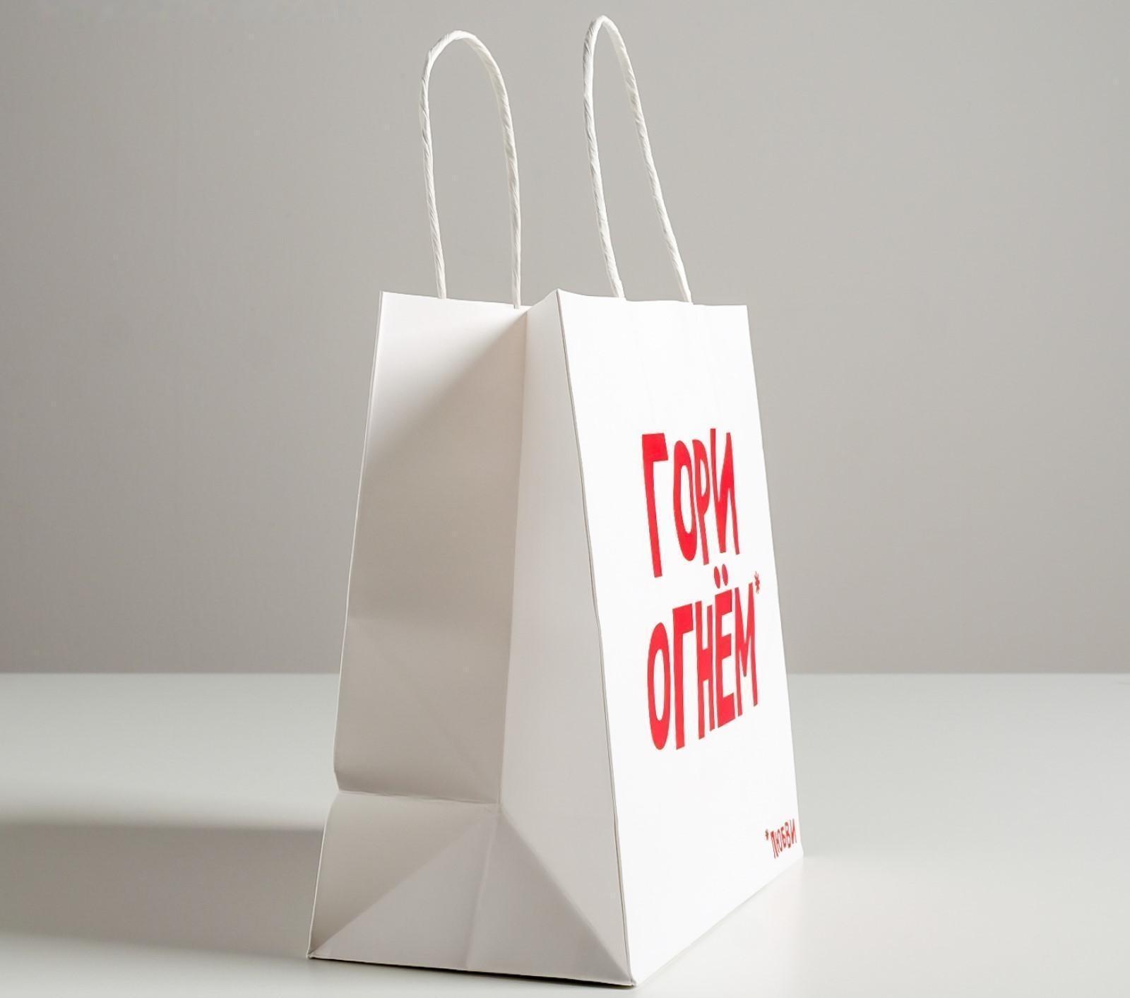 Пакет подарочный крафт «Гори огнем», 22 х 22 х 11 см