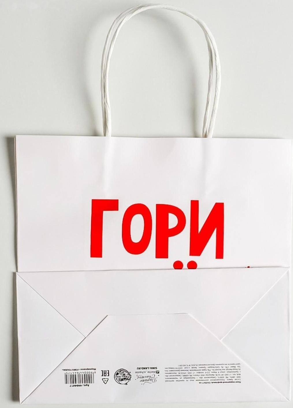 Пакет подарочный крафт «Гори огнем», 22 х 22 х 11 см